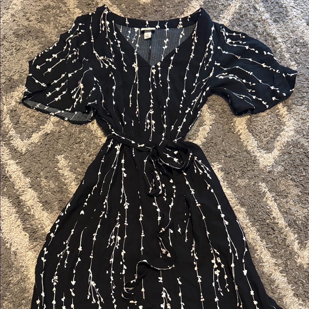 A New Day Black and White Midi Dress